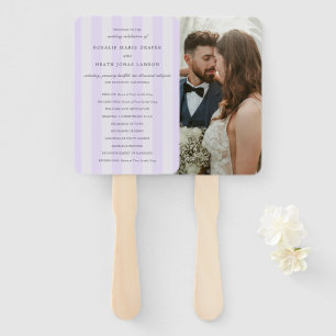 Leque Programa de Casamento Elegante Listras Roxas Moder