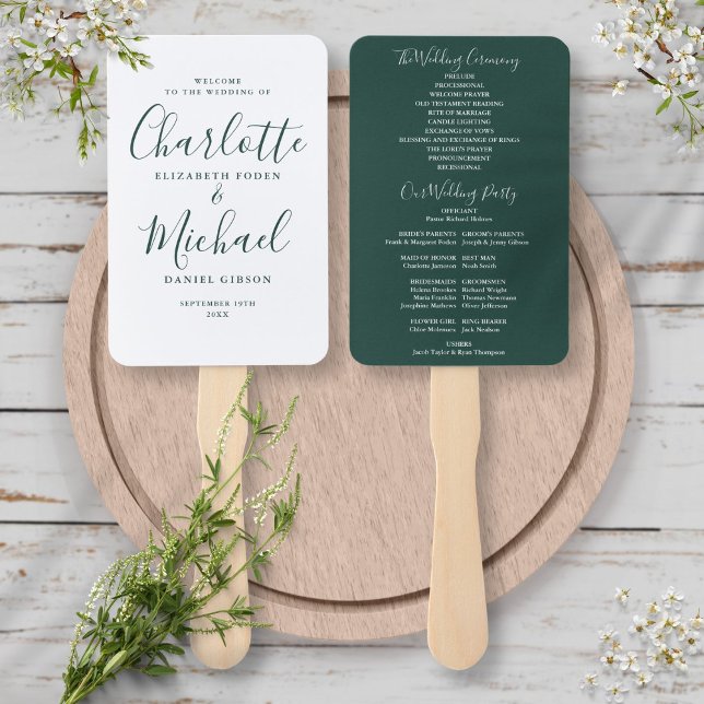 Leque Programa de Casamento Elegante Moderno com Letra E (Criador carregado)