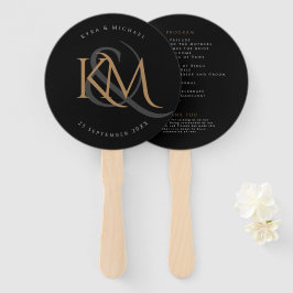 Leque Programa de Casamento Elegante Moderno do Monogram