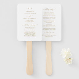 Leque Programa de Casamento Elegante Monograma Ouro Trad