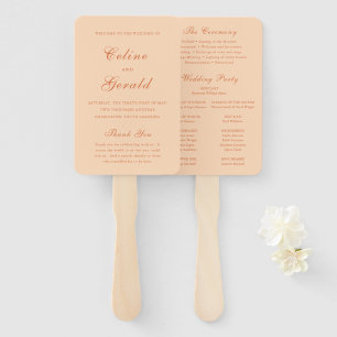 Leque Programa de Casamento Elegante Pêssego Clássico