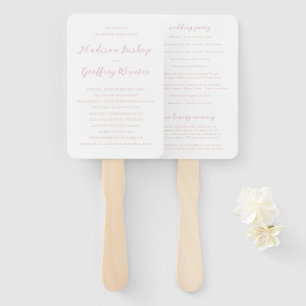 Leque Programa de Casamento Elegante Rosa com Letra Negr