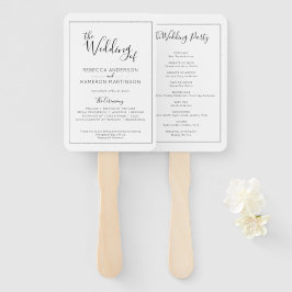 Leque Programa de Casamento Elegante Simples Preto e Bra