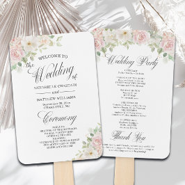 Leque Programa de Casamento Elegantes Rosas Blush Macias