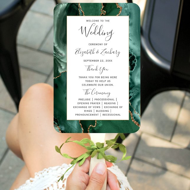 Leque Programa de Casamento em Ágata Dourada Verde Esmer (Criador carregado)