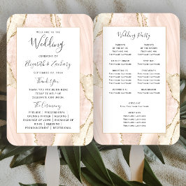 Leque Programa de Casamento em Ágata Marfim Dourado