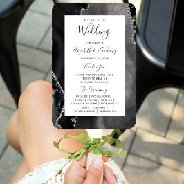 Leque Programa de Casamento em Ágata Prata Preta