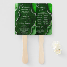 Leque Programa de Casamento em Ágata Verde e Prata
