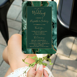 Leque Programa de Casamento em Ágata Verde Esmeralda Dou