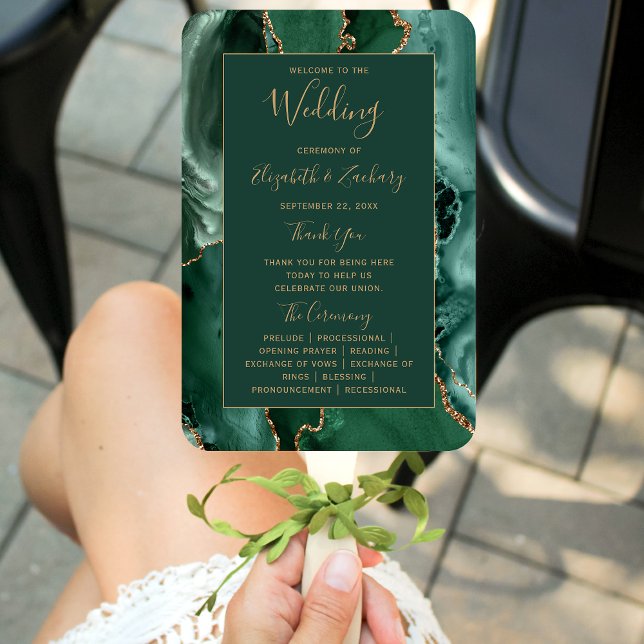 Leque Programa de Casamento em Ágata Verde Esmeralda Dou (Criador carregado)
