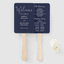 Leque Programa de Casamento em Azul Marinho com Letra El