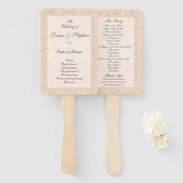 Leque Programa de Casamento em Bege e Dourado com Chevro