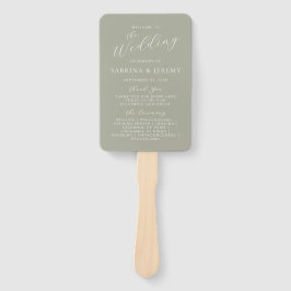 Leque Programa de Casamento em Caligrafia Script Verde S