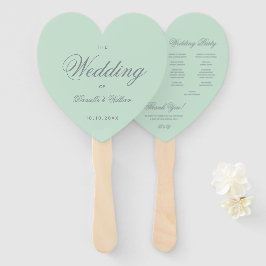 Leque Programa de Casamento em Caligrafia Verde Musgo Ci