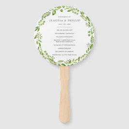 Leque Programa de Casamento em Coroa de Oliveira Verde R
