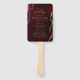 Leque Programa de Casamento em Grafite Burgundy Red com