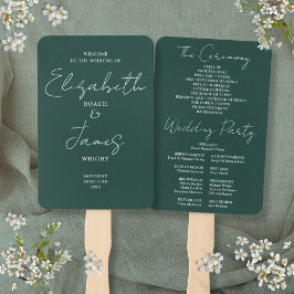 Leque Programa de casamento em letra cursiva minimalista