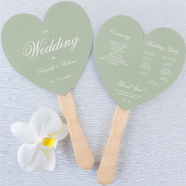 Leque Programa de Casamento em Letra Elegante Coração Ve