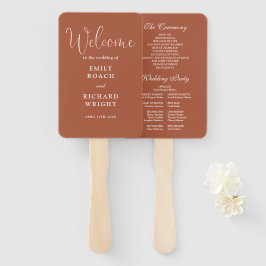 Leque Programa de Casamento em Letra Elegante Terracota