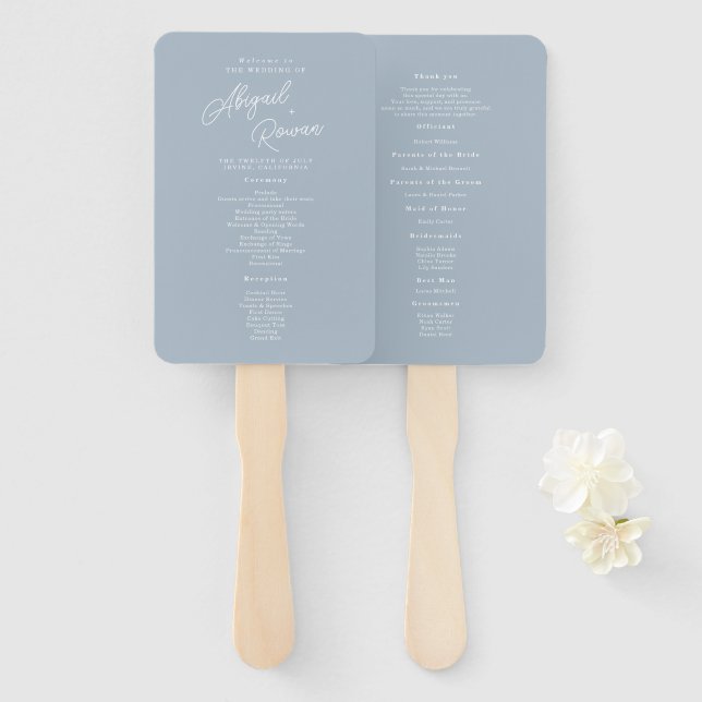 Leque Programa de Casamento em Letra Moderna Minimalista (Frente e Verso)