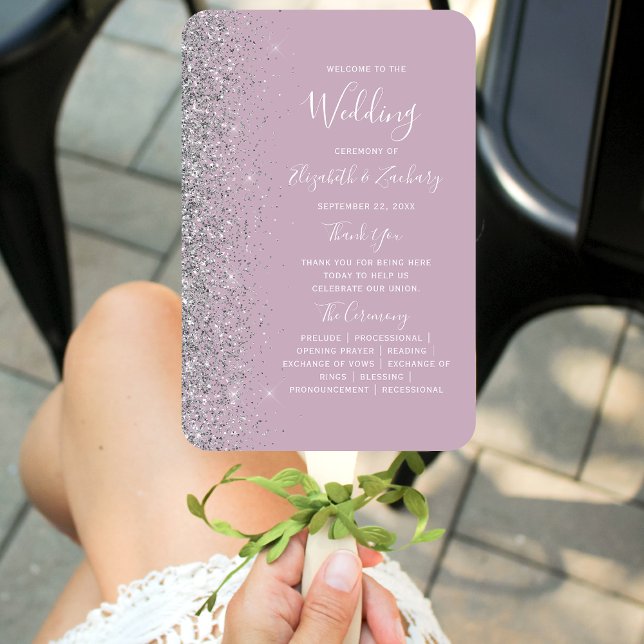 Leque Programa de Casamento em Lilás Roxo Púrpura com Br (Criador carregado)