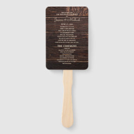 Leque Programa de Casamento em Madeira Marrom Escuro Rús