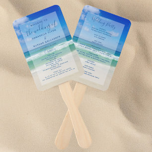 Leque Programa de Casamento em Praia de Fotografia de On