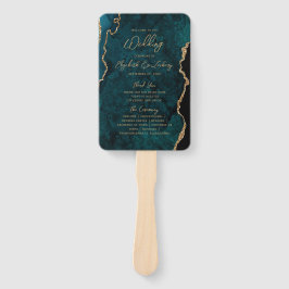 Leque Programa de Casamento em Script com Ágata Azul Tea