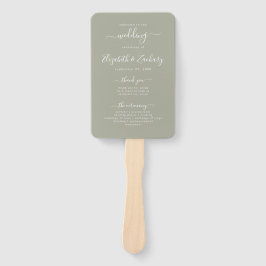 Leque Programa de Casamento em Script Moderno Verde Sage