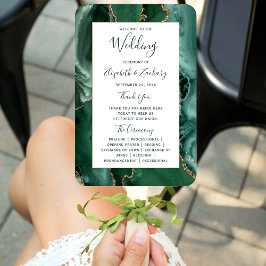 Leque Programa de Casamento Emerald Gold Ágata Verde Scr