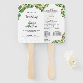 Leque Programa de Casamento Eucalyptus Elegante White Em