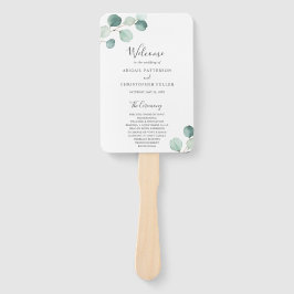 Leque Programa de Casamento Eucalyptus, em Verde Simples