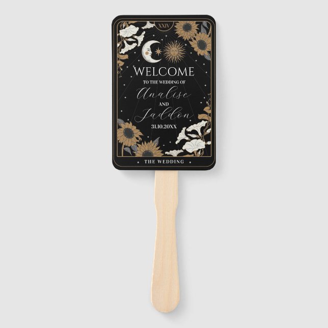 Leque Programa de Casamento Fan Tarot Sun Moon Espíritos (Frente)