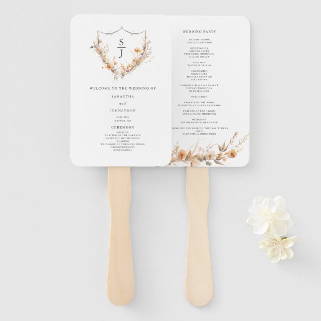 Leque Programa de Casamento Flor de Cerejeira Aquarela S (Frente e Verso)