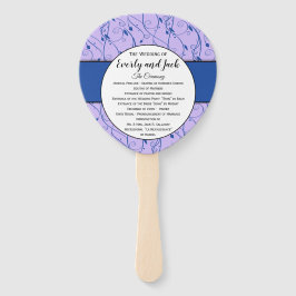 Leque Programa de Casamento Floral Azul e Lilac