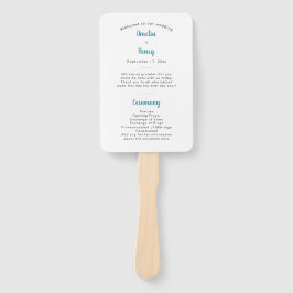 Leque Programa de Casamento Floral Azul e Rosa Moderno