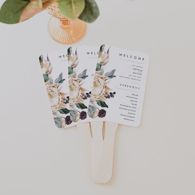 Leque Programa de Casamento Floral Branco (Criador carregado)