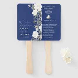 Leque Programa de Casamento Floral da Chinoiserie Branca