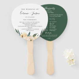 Leque Programa de Casamento Floral de Aquarela Neutral E