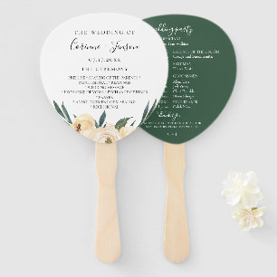 Leque Programa de Casamento Floral de Aquarela Neutral E