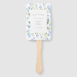 Leque Programa de Casamento Floral de Cor Azul Delicado