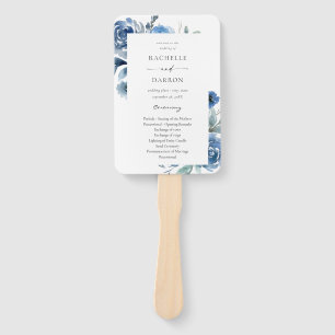 Leque Programa de Casamento Floral de Dusty Blue