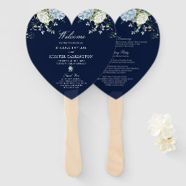Leque Programa de Casamento Floral de Hortênsia Azul Esc