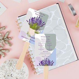 Leque Programa de Casamento Floral de Lavandas Roxas Ele