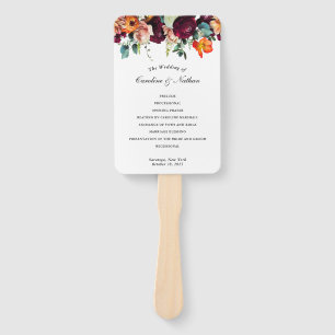 Leque Programa de Casamento Floral de Queda Fresca