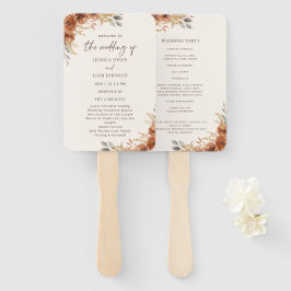 Leque Programa de Casamento Floral de Terracotta Rust