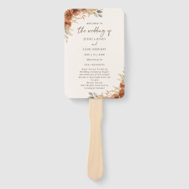 Leque Programa de Casamento Floral de Terracotta Rust