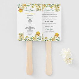 Leque Programa de Casamento Floral de Vintage Yellow Wat
