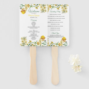 Leque Programa de Casamento Floral de Vintage Yellow Wat