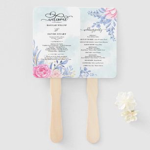 Leque Programa de Casamento Floral Dusty Blue Eucalyptus
